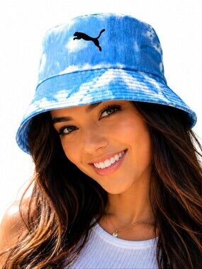 PUMA TIE DYED BUCKET HAT Blue and White  SIZE OS NWT